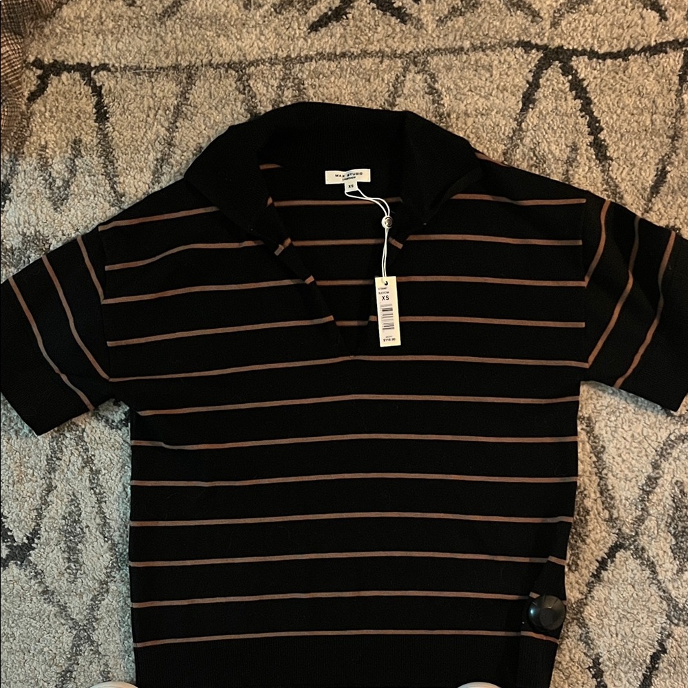 Johnny Collar Striped Polo Sweater